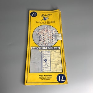 French vintage map Michelin number 71 collectible from 1969 La Rochelle - Bordeaux