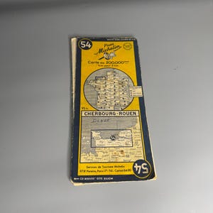 French vintage Michelin map collectible Cherbourg-Rouen no.54