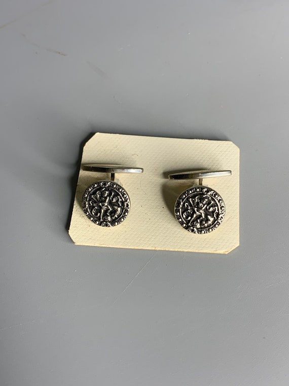 French vintage cufflinks set jewelry silver color