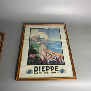 French vintage wood picture frame Dieppe Casino by Suzanne Hulot can be hanged or set on piece of furniture
