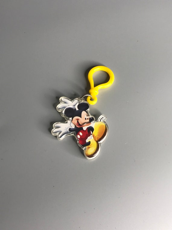 Tassel Mono keyring Faux Leather Mickey 3D KeyChain Bag Charm keychain Gold  