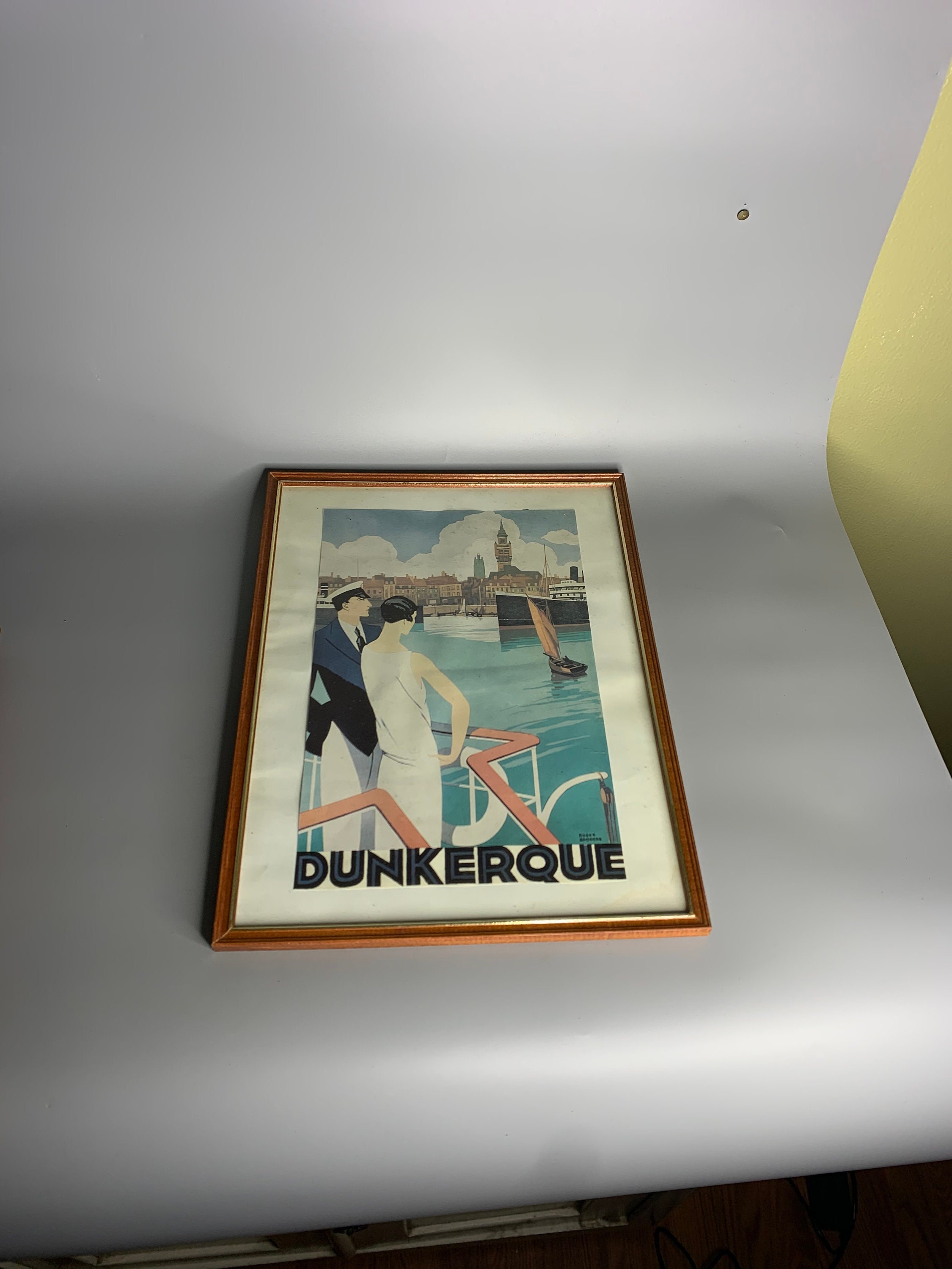 French Vintage Poster Wood Picture Frame Dunkerque by Roger