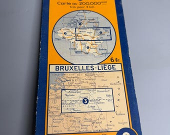 Carte Routière MICHELIN N°2 Bruxelles-Liège De 1924 - Belgique - Très Bel état