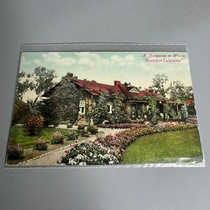 Carte postale vintage française - Un bungalow en hiver « Belle Californie »