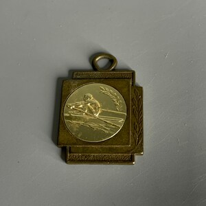 French vintage collectible medallion pendant kayak design medal award