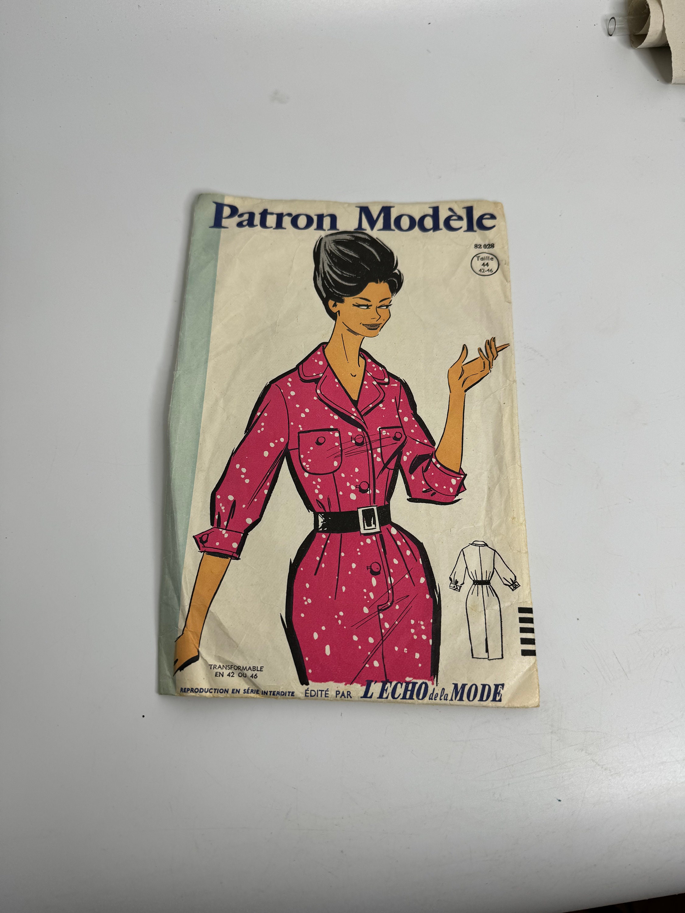 Ancien Patron De Couture L'Echo De La Mode - Robe Tailles 42-44-46, Occasion Bon état