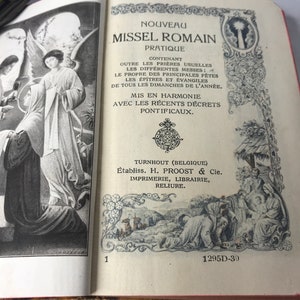 Franse vintage Missel gebedenboek bijbel religieus boek 1929 spiritualiteit boek katholieke religie Romain missaal-gouden eindpagina&#39;s kleine bijbel