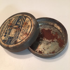 French vintage tin can advertising CUREMAIL  RARE  from 1926 antique box