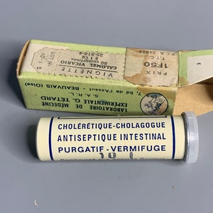 Caja de medicina vintage francesa Calomel Vicario caja de cartón tubo de aluminio