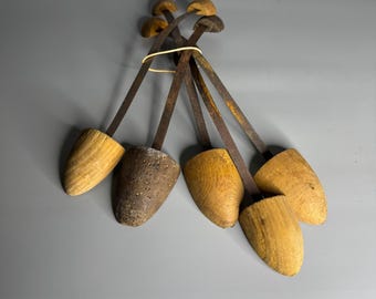 Juego vintage francés de 5 hormas de madera surtidas para zapatos o ensanchadores de zapatos