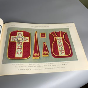 French vintage pattern embroidery D.M.C design for antique church clothes booklet ornement et lingerie d&#39;eglise RARE