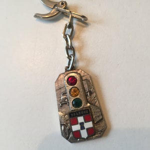 French vintage keychain holder souvenir Valence advertising  mi-century kitsch car collectible 1960&#39;s souvenir  memorabilia events retro