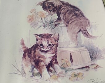 French Vintage Print Picture Frame Signed Paul Whitney Hunter