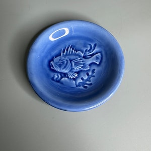 French vintage ceramic pottery fish design miniature plate coin dish - Fauche a la Pizzeria