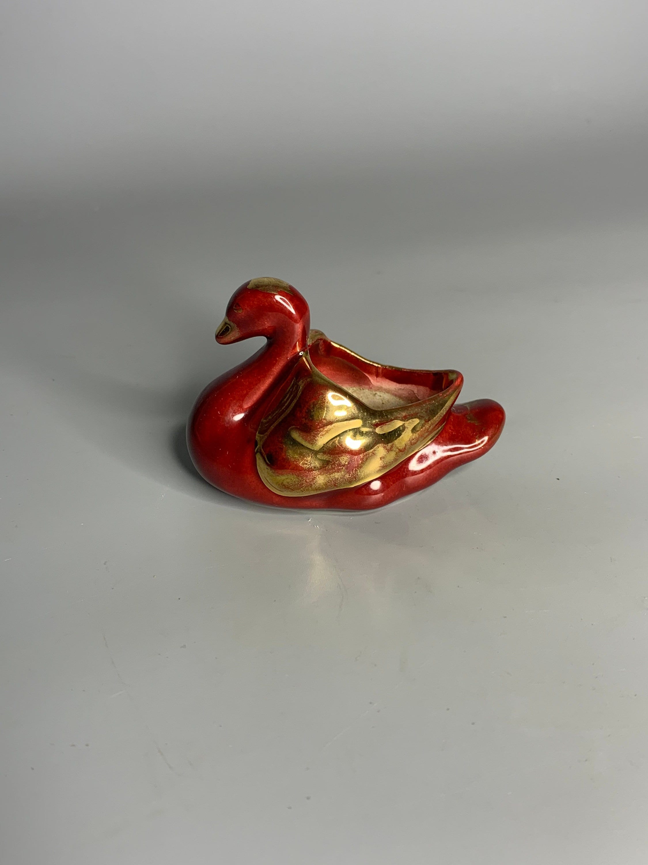 フランスのヴィンテージ磁器装飾白鳥 - アヒルのデザイン塩オープン 