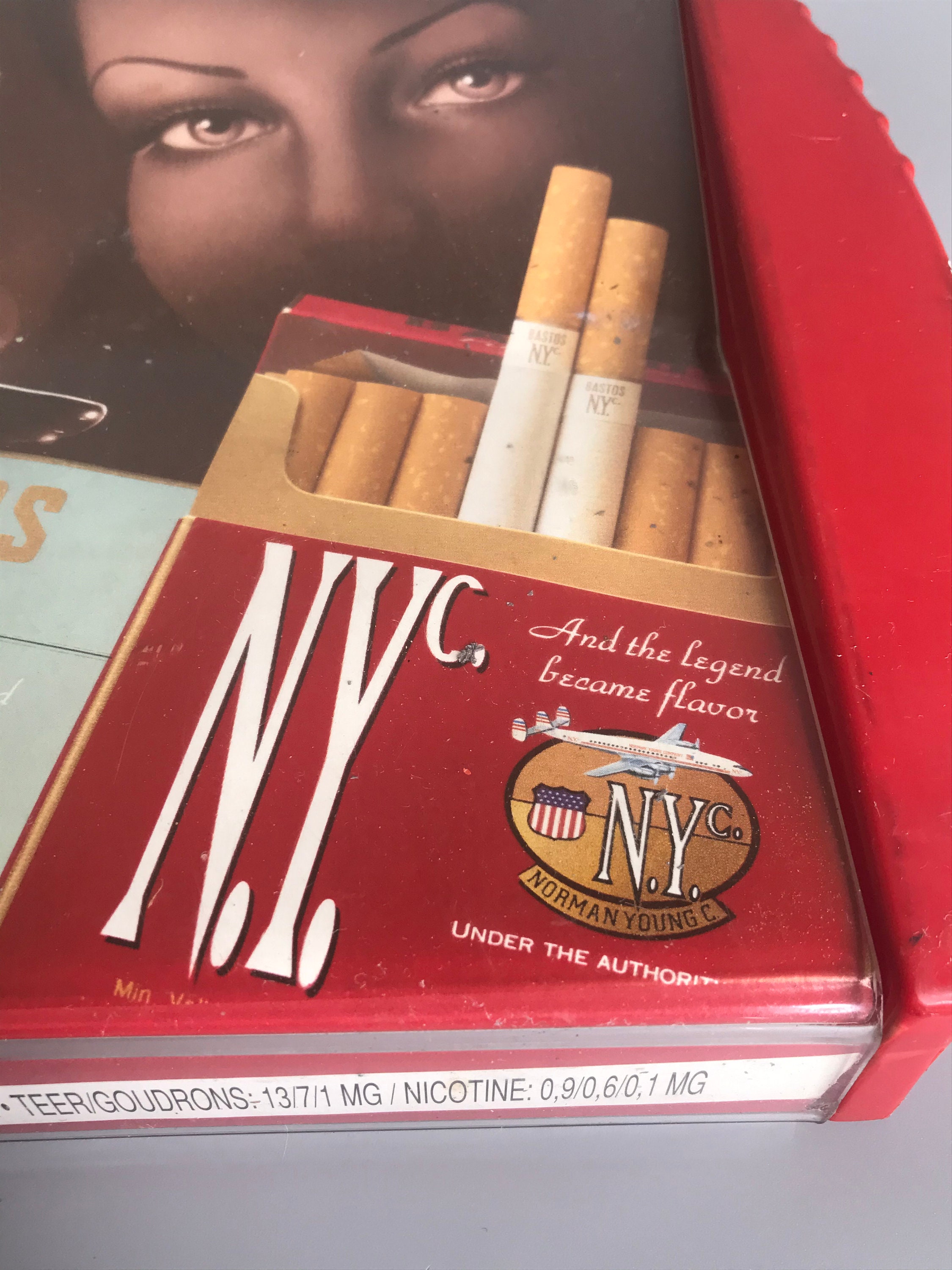 Vintage Bastos Cigarettes Plastic Tray: NYC Bar Decor (12x8.25in)