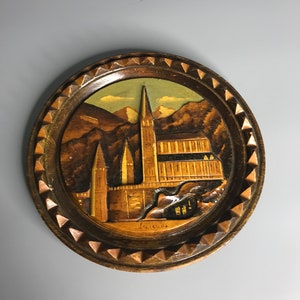 Französische Vintage Wandbehang Lourdes Souvenir Teller religiös Die Höhlenkirche