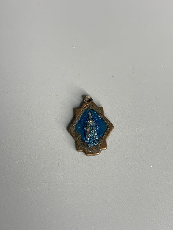 French vintage pendant  medal jewelry religious - image 1