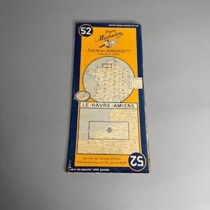 French vintage Michelin map Le Havre-Amiens