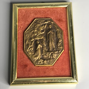 Französischer Vintage Wandbehang Lourdes Andenken Jungfrau Maria religiöses Dekor Die Höhle la Grotte Ste Bernadette Kirchendekor