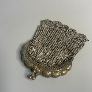 French Victorian mesh silver money pouches coin purse