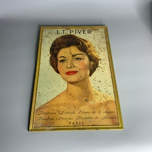 French Rare vintage poster board L.T. Piver Paris beauty advertisement cologne perfum