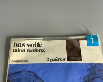 Paire De Bas Nylon SERMO Vintage Beige Foncé Taille 2 - Neuf Avec étiquettes, à Coutures, Renforcé
