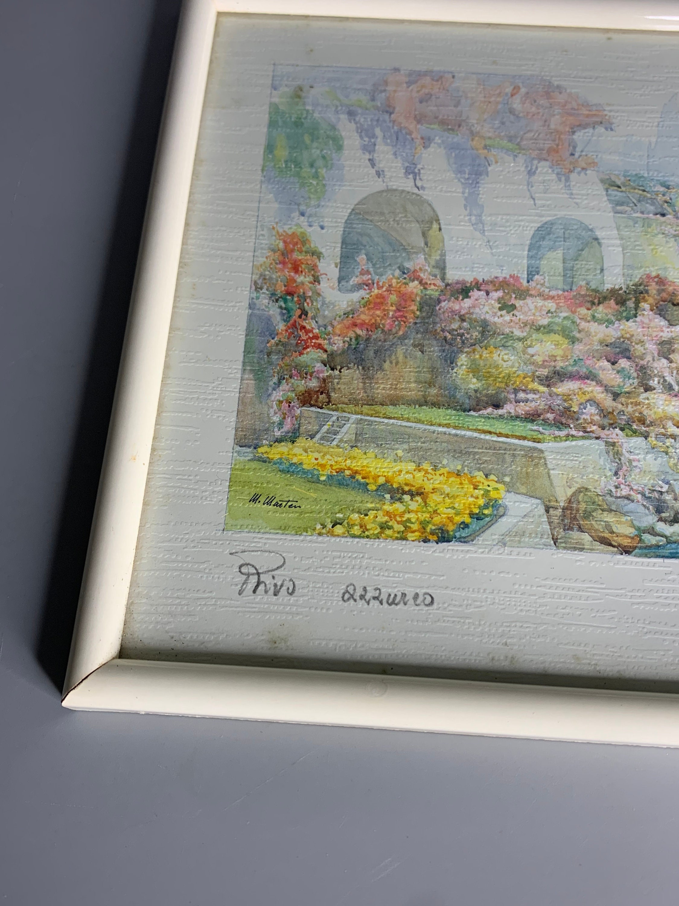 M. Martin 水彩画 「滝」サイン入り M. Martin 水彩画 「滝」サイン入り