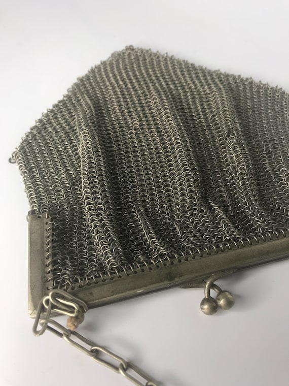 French antique mesh purse silver victorian - image 3