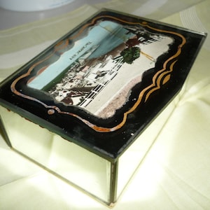French Normandie (Arromanches) Beach late 1950&#39;s mirrored jwelery box  RG marque depose