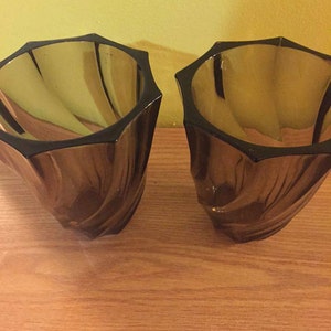 French Vintage vase  Lever Smoked glass Vase with twisted swirls Signed Lever France Art Deco home decor flower vase gift country pottery
