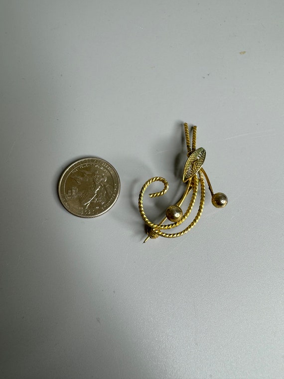 French Art deco lapel pin brooch jewelry gold pla… - image 6