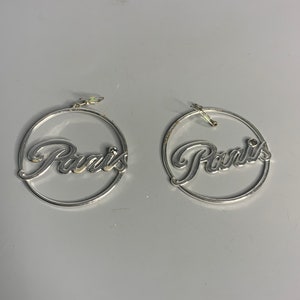 French vintage Paris souvenir earrings silver color metal