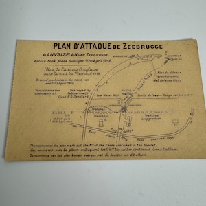 Vintage Bruxelles, plan d’ attaque de Zeebrugge Kriegseinsatzplan - Postkarte