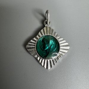 French vintage pendant necklace jewelry Lourdes - Virgin Mary aluminum medal
