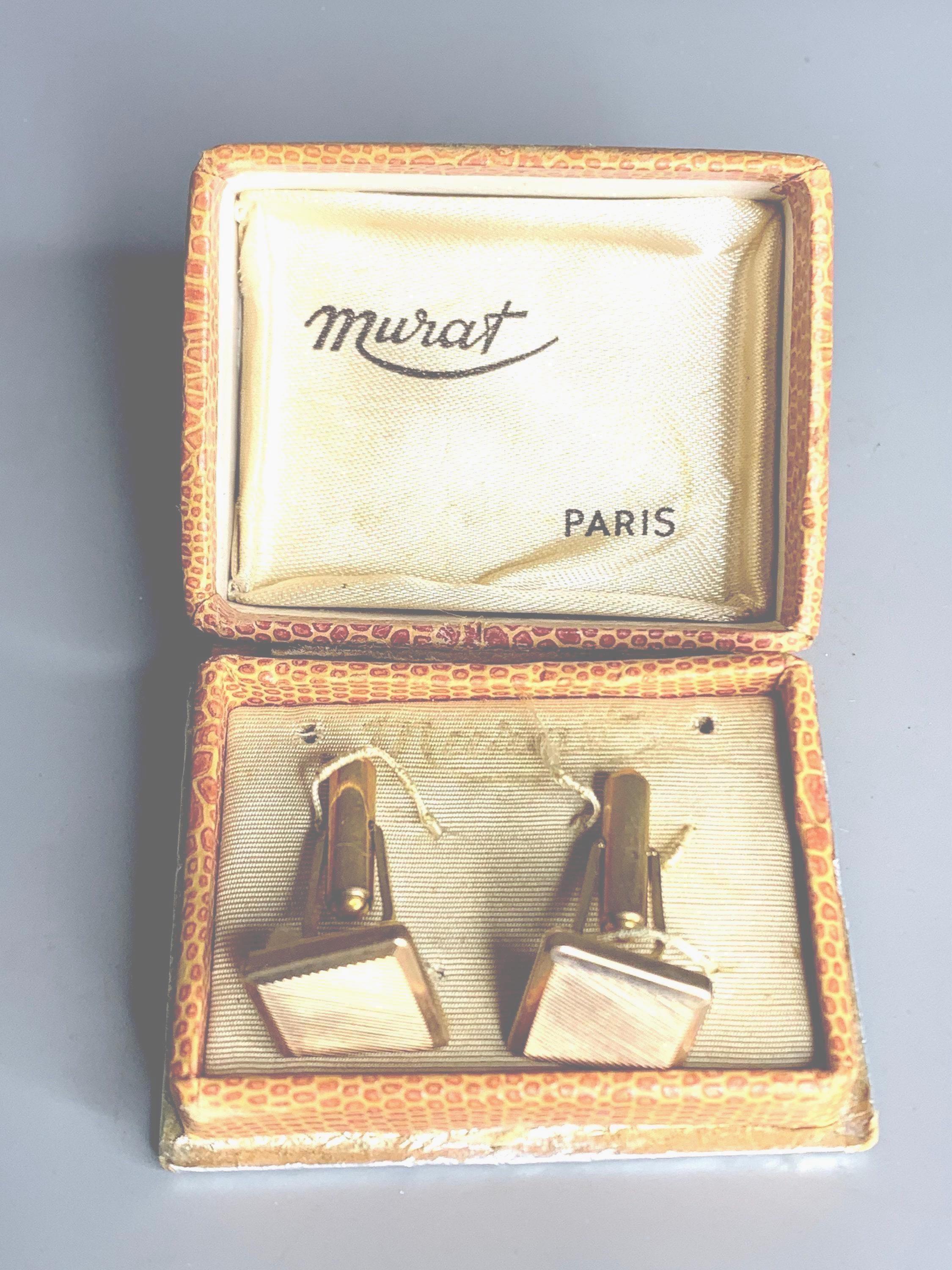 Boutons De Manchette Vintage Plaqué Or MURAT - Boîte D'origine Incluse - Élégance Rétro