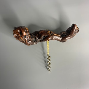 French vintage corkscrew bottle opener wooden barware