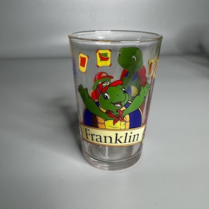 Francuskie szkło vintage Franklin - kolekcjonerska szklanka do picia z motywem żółwia z kreskówki