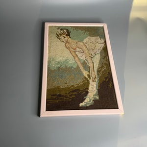 French vintage ballet wood plastic covered picture frame canvas young ballet dancing girl design