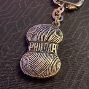 French vintage keychain holder advertising Phildar wool porte clef laine phildar