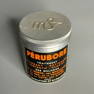 French vintage tin can pharmaceutical box medicine empty box advertising PERUBORE