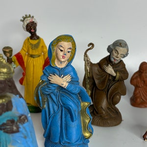 vintage 14 religious nativity plastic set decoration creche Catholic Virgin Mary Christ