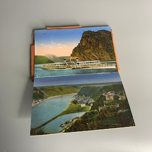 French vintage The Rhine postcards set of 11 photos folding style color