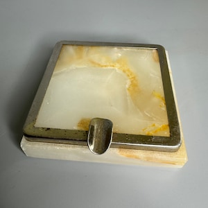 Italian vintage onyx square ashtray very heavy personal ashtray tobacco