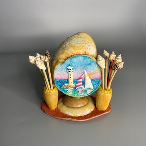 French vintage seashell appetizer picks serving barware sailboat and lighthouse design nautical