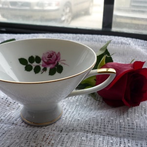 Vintage German Bavarian china porcelain coffee or tea cup roses decor gold trim kitchenware barware kitsch country dishes  FREE SHIPPING