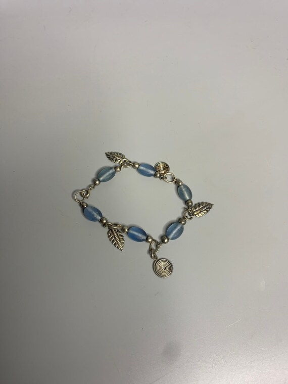 French vintage bracelet jewelry leaf and blue desi