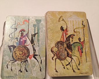 Barajas de cartas vintage en caja de plástico, un color amarillo y verde, BICYCLE 808, 54 cartas cada juego, 2 cartas de juego de EE. UU., Cincinnati, EE. UU.