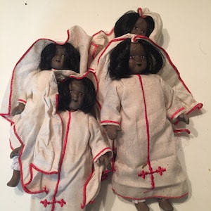 French vintage doll clay porcelain ceramic religious  PRICE is for one doll toy collectible doll  1950&#39;s pottery missionary African doll
