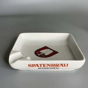 German Bavarian ashtray vintage ceramic pottery ashtray advertising GS Spatenbrau Munchen